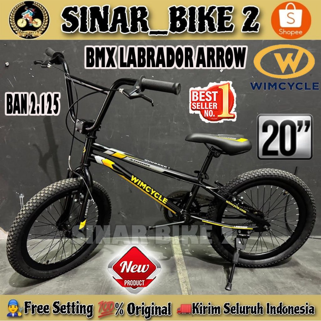 Sepeda Anak Laki BMX WIMCYCLE LABRADOR ARROW Ukuran 20 Inch Ban 2.125 Usia 8-12 Tahun