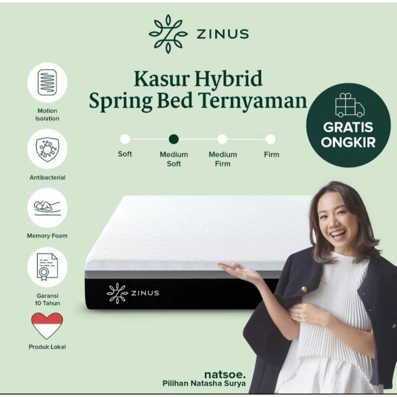 kasur hybrid zinus spring bed