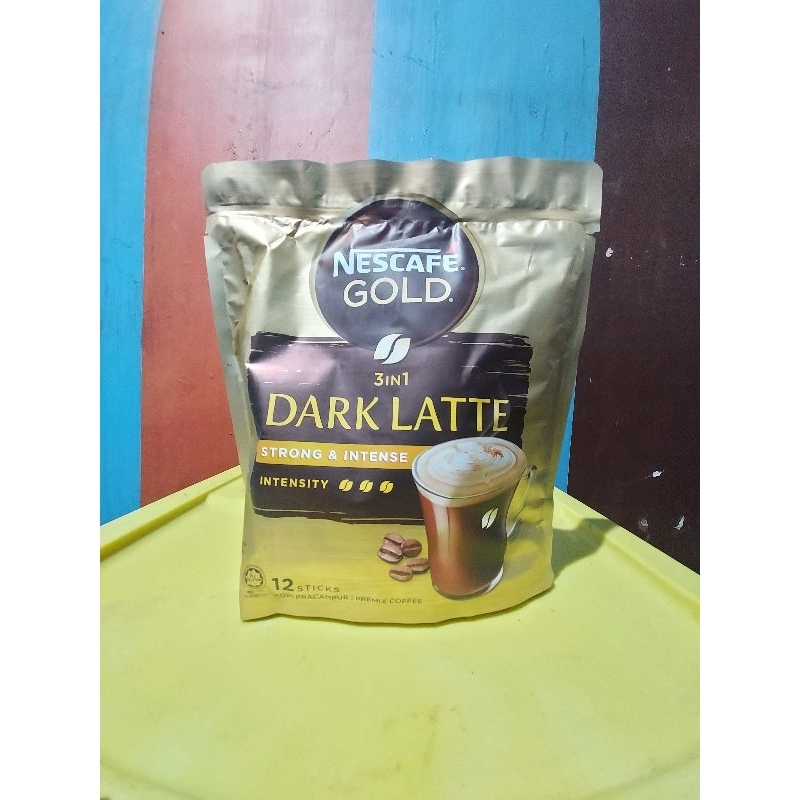 

Nescafe Gold Dark Latte 3in1 Strong and Intense (12 Stick) Kopi Pracampur Premix Coffee Nescafe Dark Latte