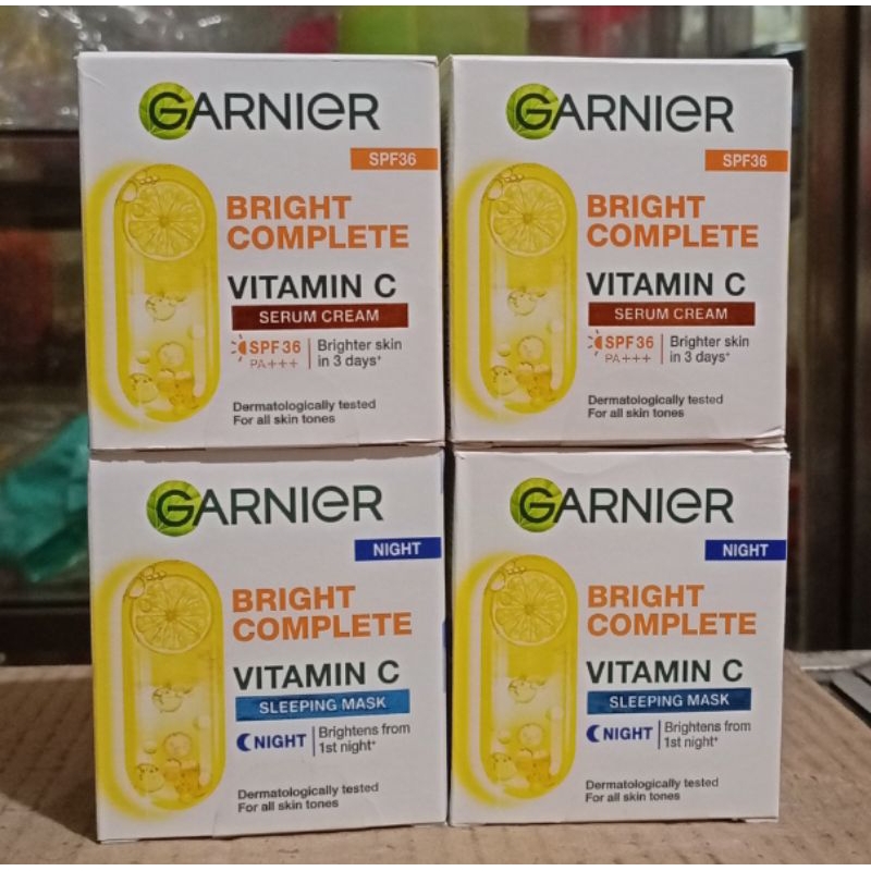 (Paket hemat ) Garnier Bright Complete Day Cream 50ml & Night Cream 50ml (1set)