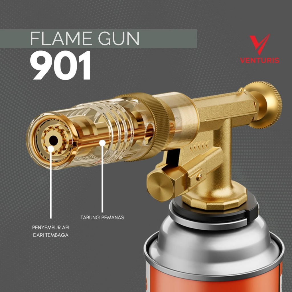 Flame Gun Gas Torch Blow / Pemantik Api Elektrik Torch Kepala Las Manual Kuningan Ricas 733 Dual Api