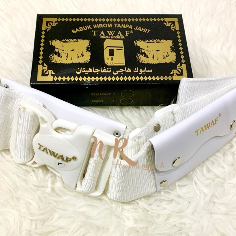 SABUK IHROM PRIA TAWAF , SABUK UMROH DAN HAJI PRIA, SABUK KEPALA BESAR merk TAWAF PUTIH