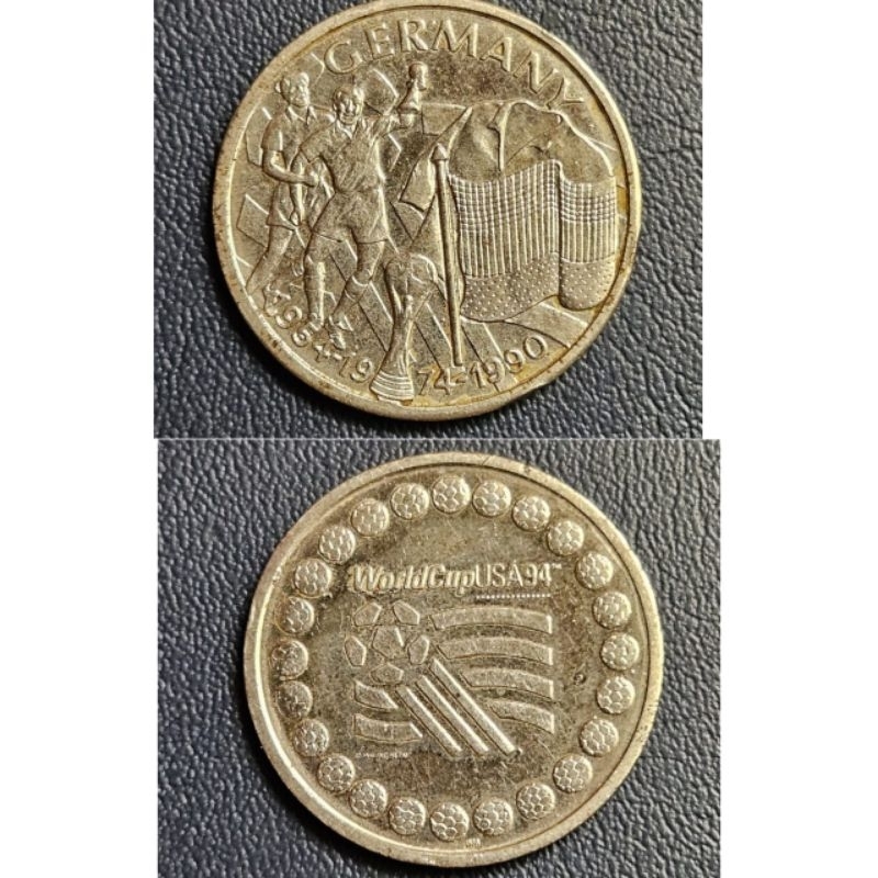 Koin Asing Negara jerman germany winner word cup piala dunia usa 1994 1 euro kondisi Koin Utuh Dijam