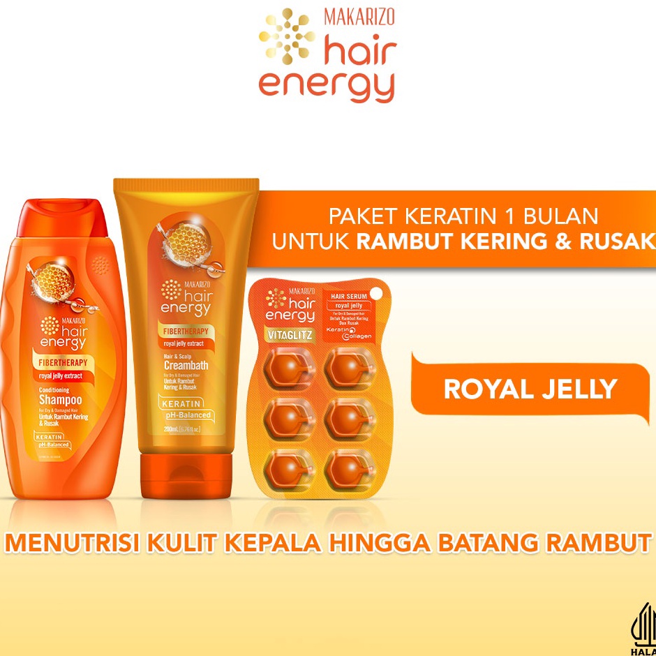 Penjualan Terlaris  Paket KERATIN Makarizo Hair Energy Rawat Rambut Kering  Rusak  Varian ROYAL JELL
