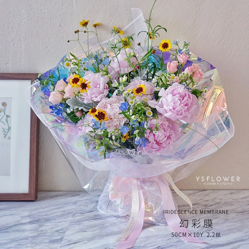 

D3v!! (20 LEMBAR) HOLOGRAM TRANSPARENT TIPIS (50 X 50 CM) - Kertas bunga Hologram / Plastik OPP