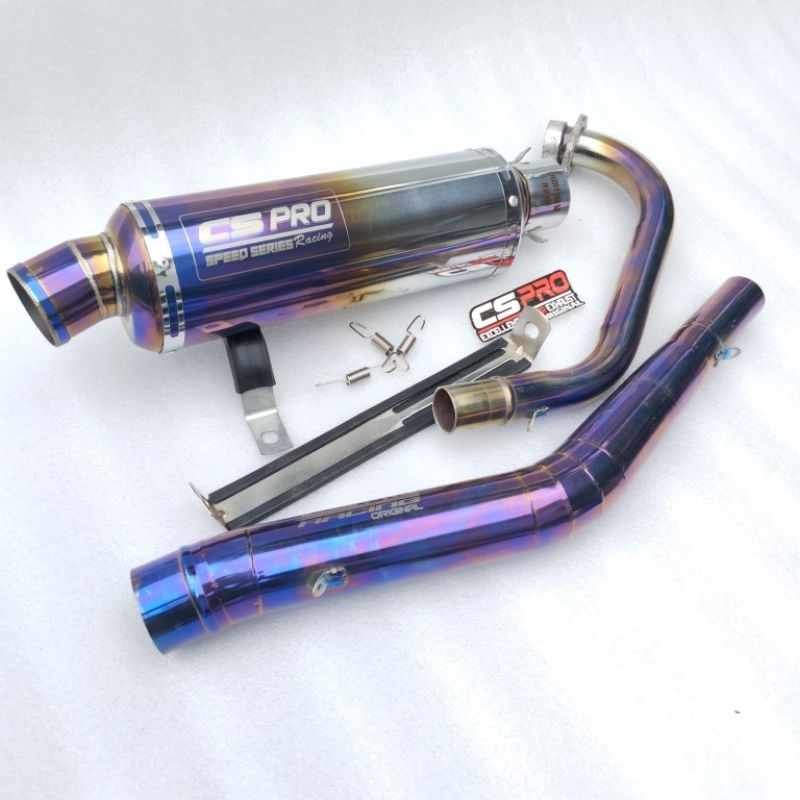 Knalpot trioval Cs pro racing orii inlet 51mm 1set for Satria Fu karbu fi Vixion R15 v2 R15 v3 MX ki