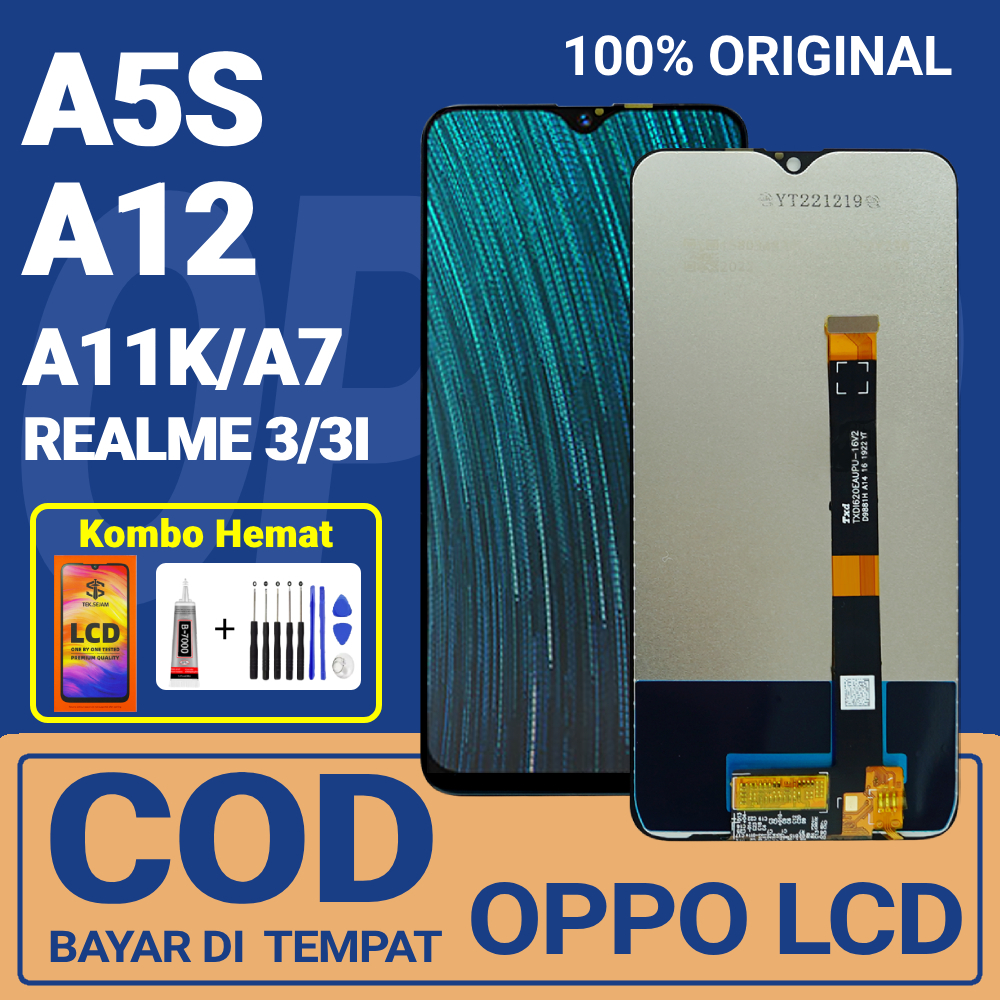 [ORIGINAL] LCD OPPO A5S / A12 / A11K / A7 / REALME 3 / 3I hp layar Touchscreen lcd oppo a5s Original