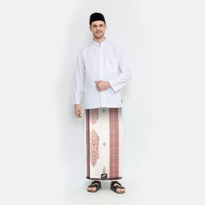 Sarung Atlas Silver Super Premium 980 motif A9 JGL Putih Merah