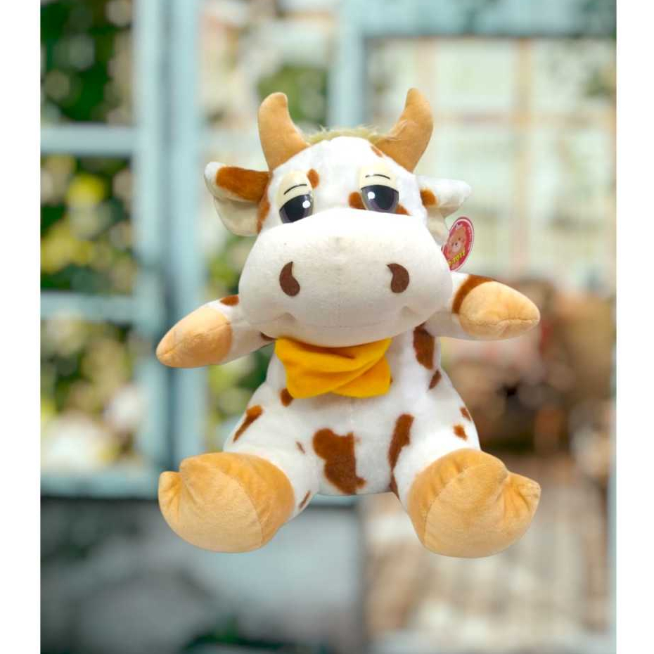 Mainan Anak Boneka Sapi Duduk Boneka Hewan Sapi Duduk
