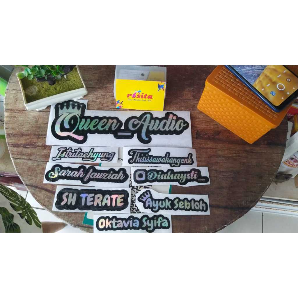 Stiker Nama Hologram, stiker cutting hologram, stiker nama, stiker keren