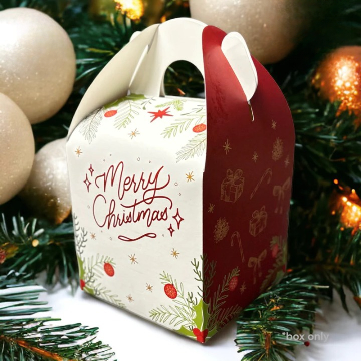 

( 10 pcs ) gable box edisi natal kemasan kue kering nastar dus hampers merry christmas ukuran 14X14X14 cm