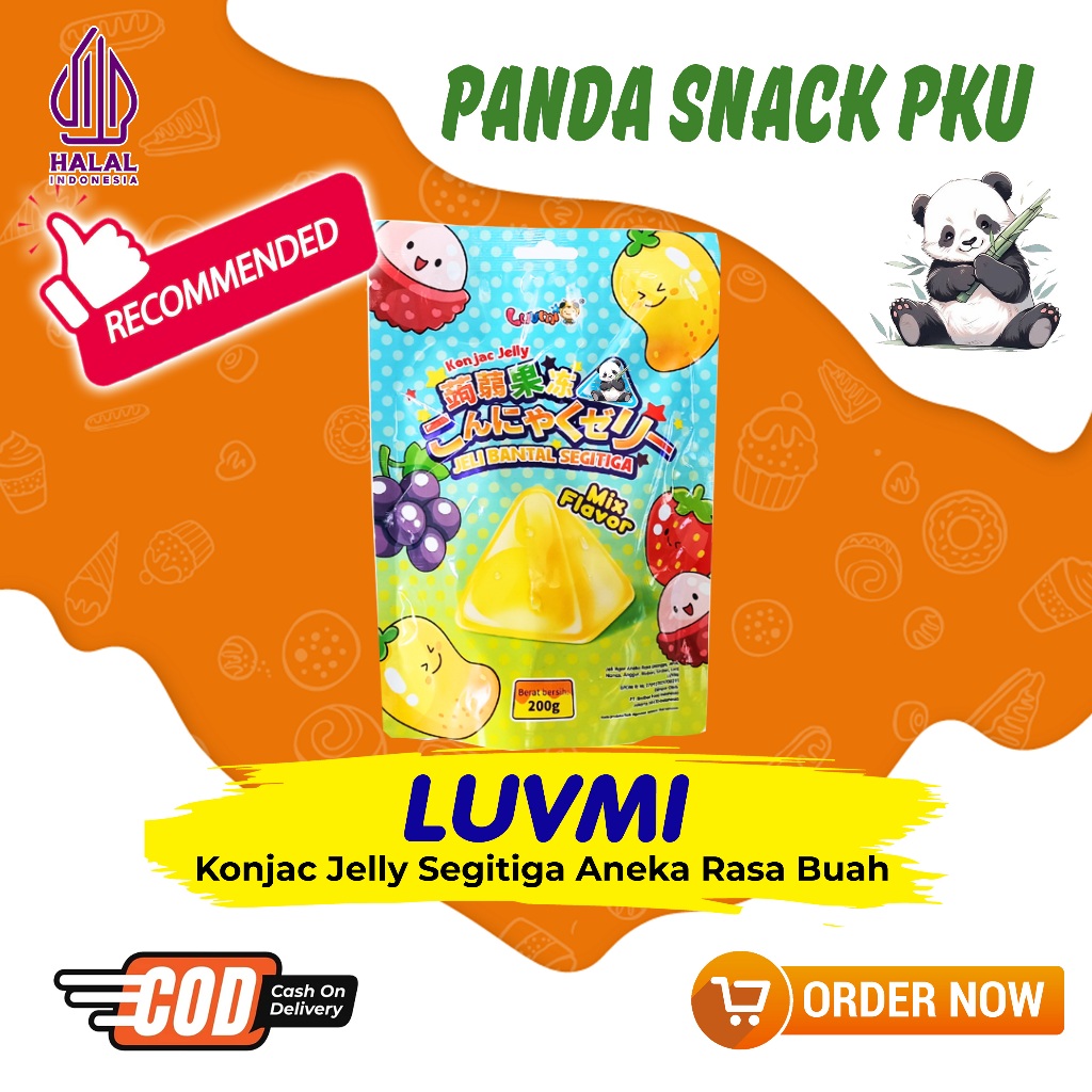 

LUVMI KONJAC JELLY ANEKA RASA BUAH CEMILAN VIRAL/SNACK IMPORT/HALAL JELI BANTAL SEGITIGA 1POUCH 200 GRAM