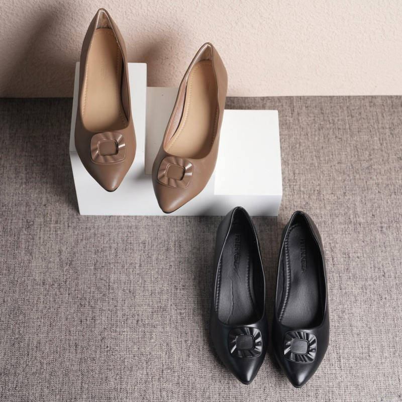 Peter Keiza Sepatu Wedges Wanita Kerja Kondangan Elegan Hitam Heels 4 cm YA 09-05