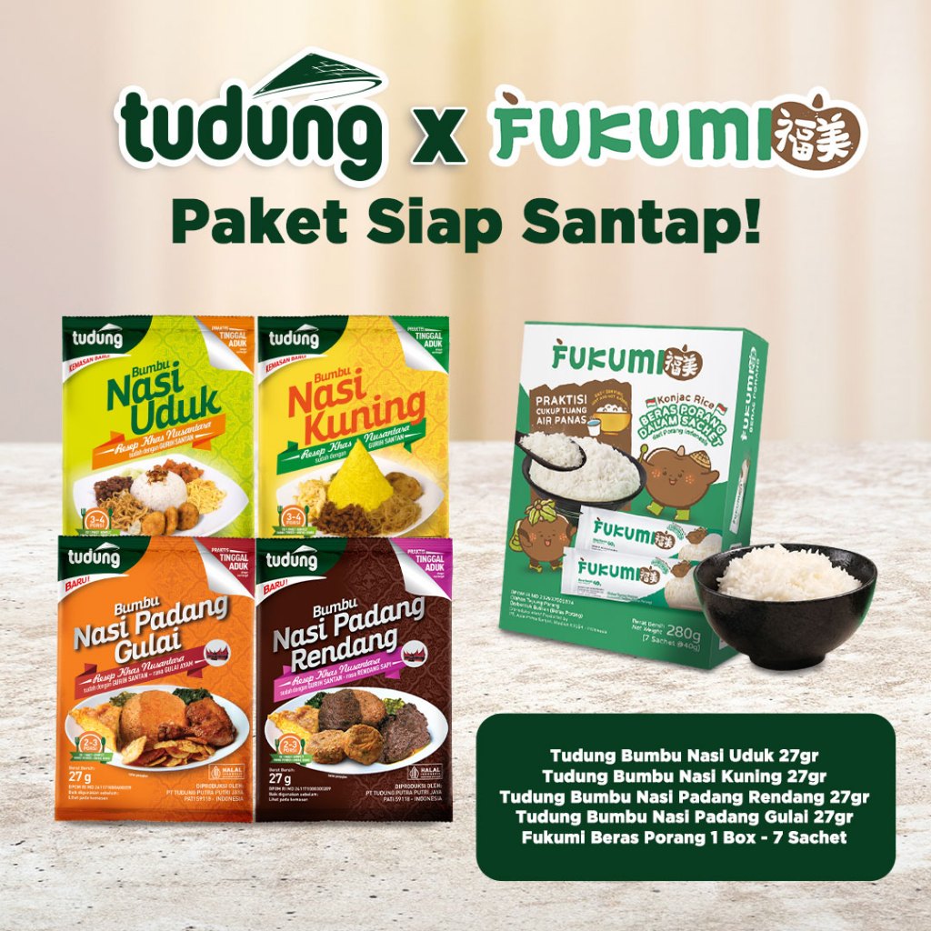 

Bumbu Instan Tudung Paket Nasi ( Uduk, Kuning & Padang ) dan Beras Porang Fukumi