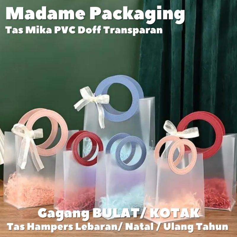 

Tas Mika PVC Doff Transparan Leather Handle Ukuran 28x13x23 GAGANG BULAT (Min 3Pcs)