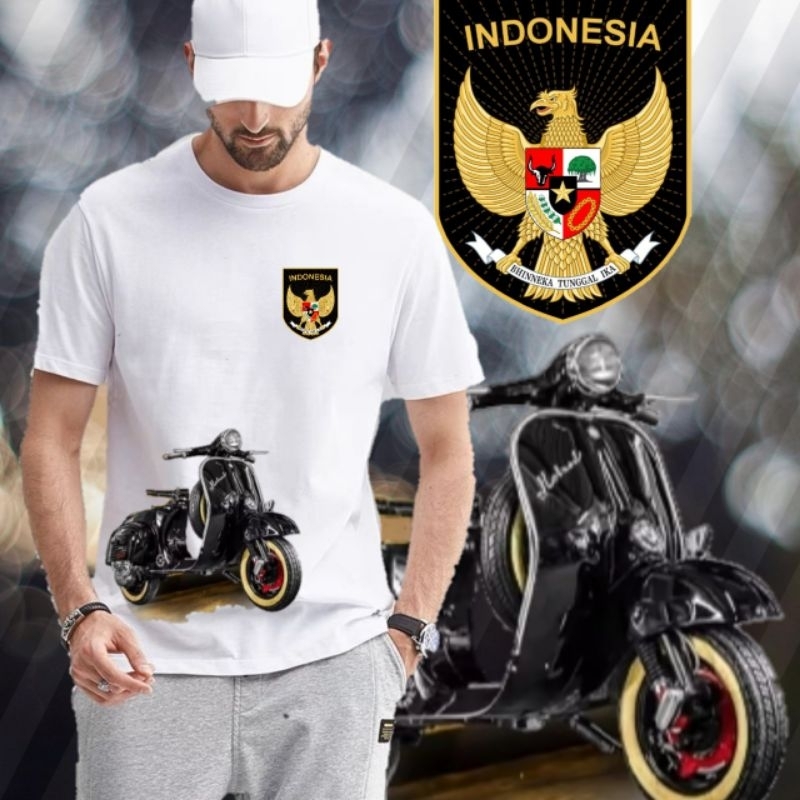 KAOS T-SHIRT BAJU DISTRO DEWASA VESPA LOGO GARUDA PREMIUM LENGAN PENDEK HARGA GROSIR TERBARU
