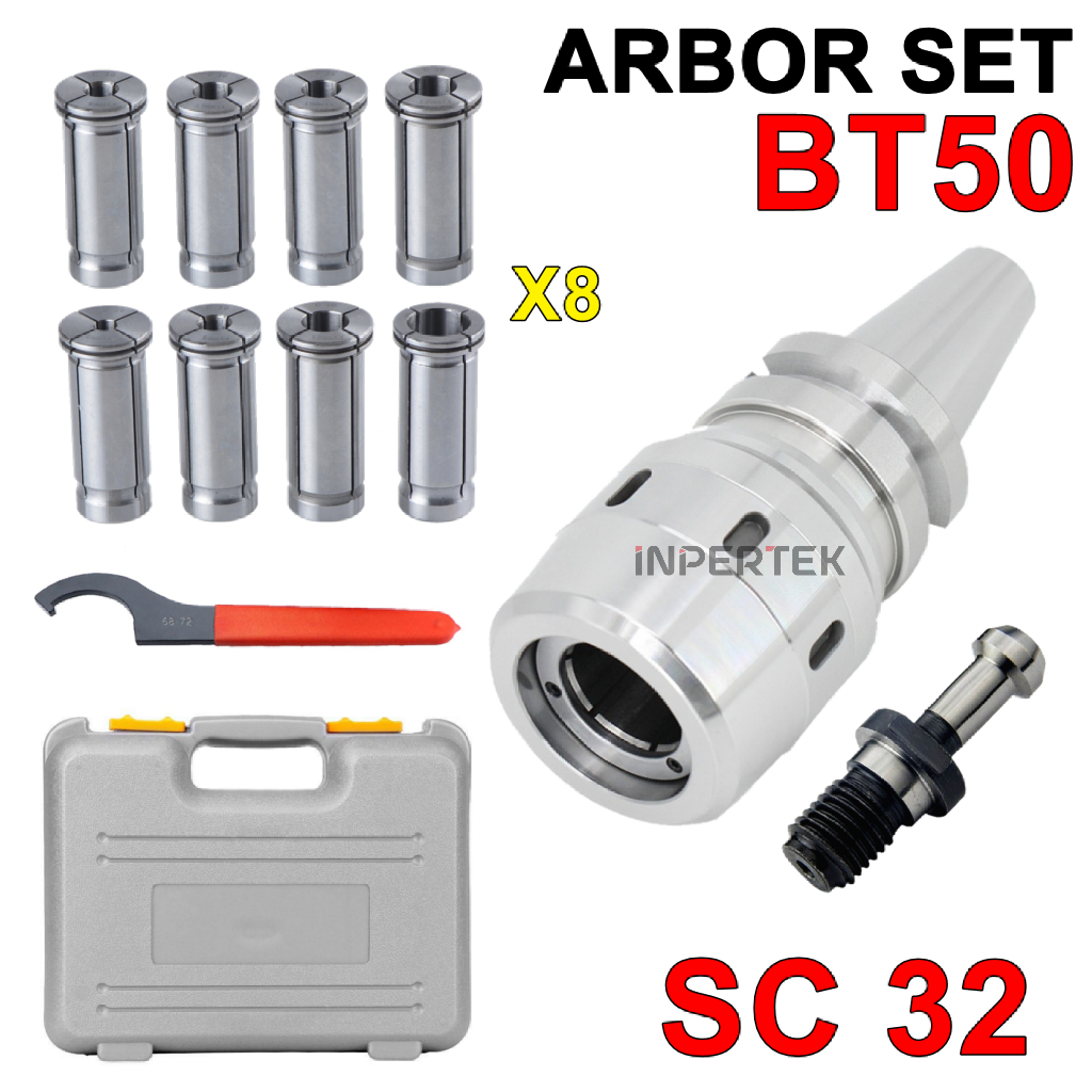 Paket Arbor Set BT50 SC32 Collet Chuck 8 pcs C 32 BT 50 Milling CNC