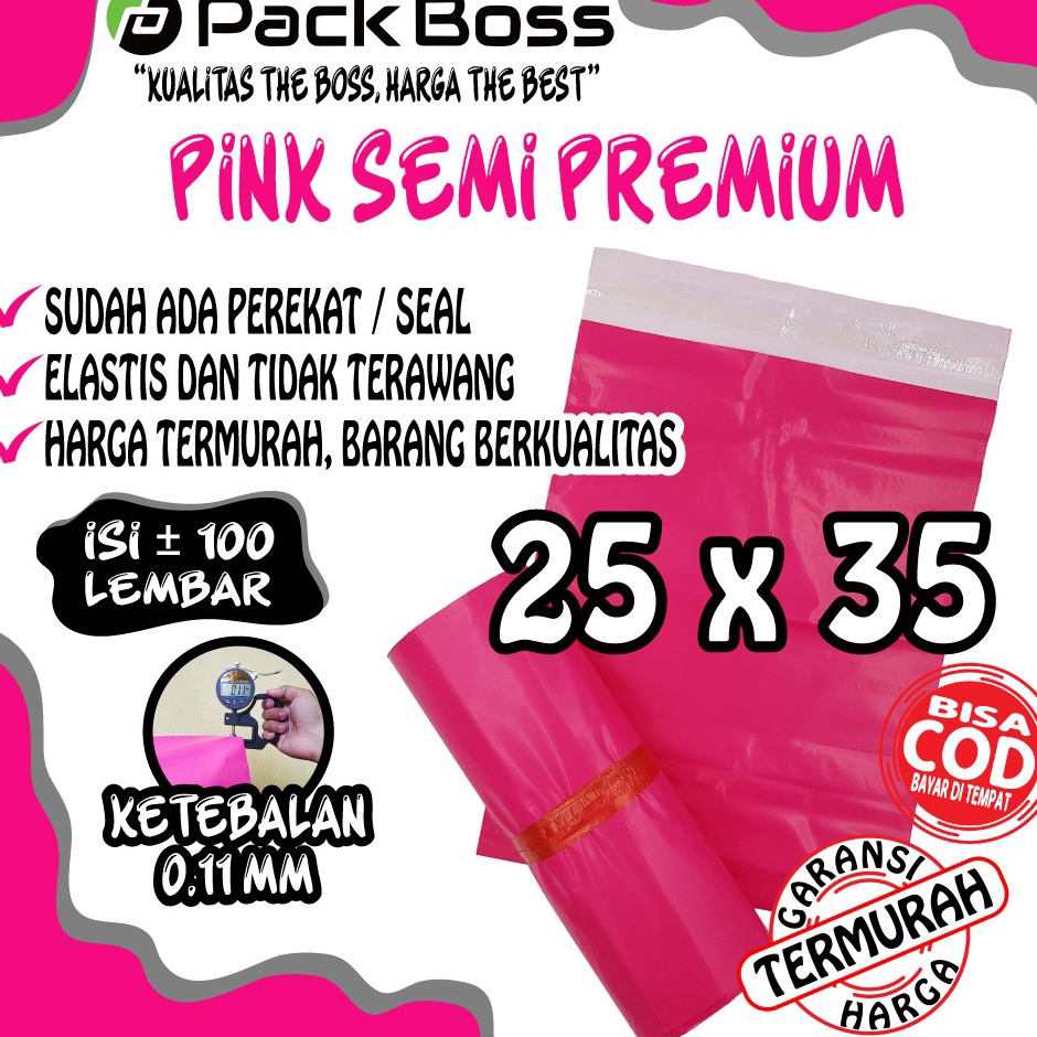 

e9 Murah 25x35 PINK SEMI PREMIUM POLYMAILER PACKAGING ONLINE ADA PEREKAT N99