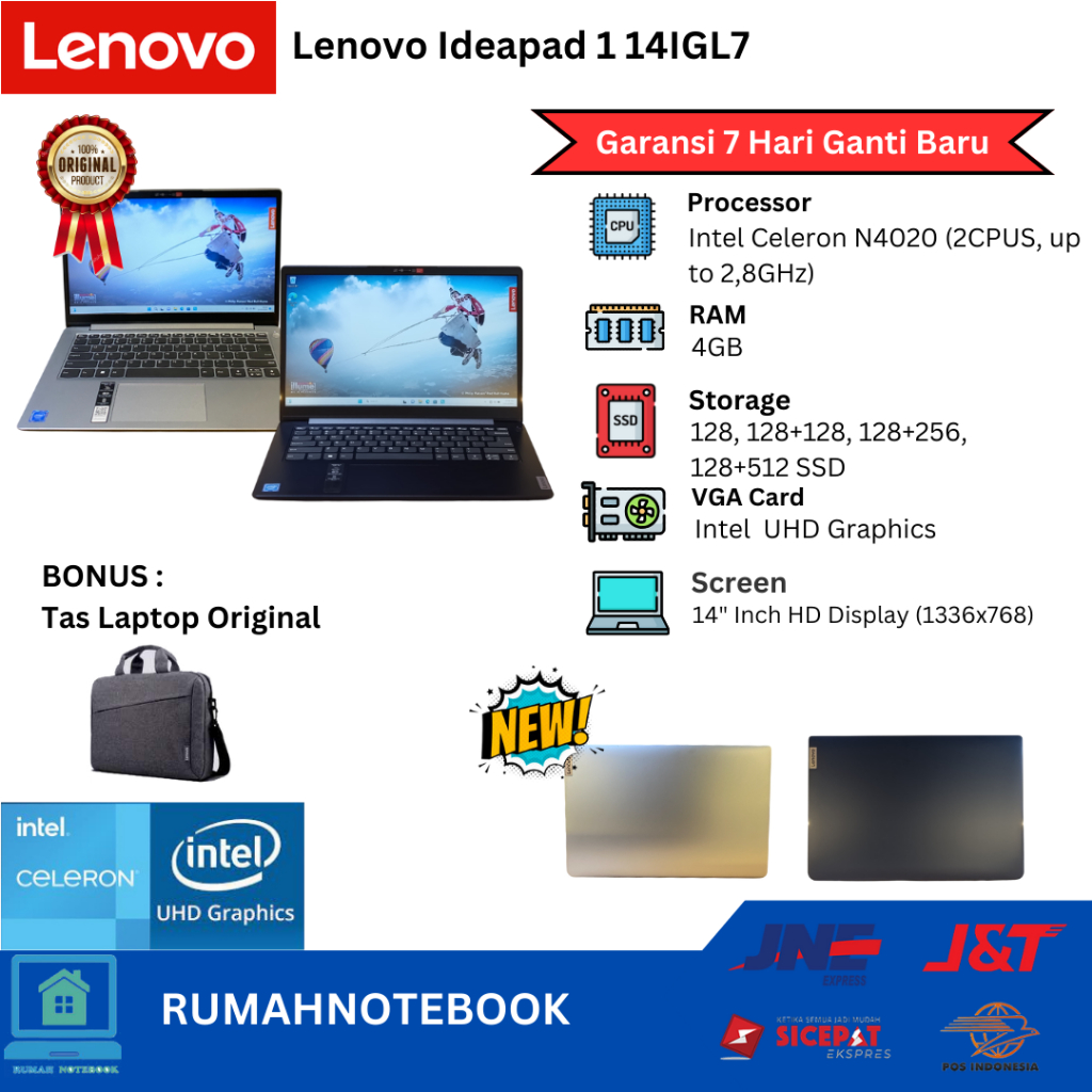 Laptop Baru Lenovo Ideapad Slim 1 14IGL7 N4020 SSD