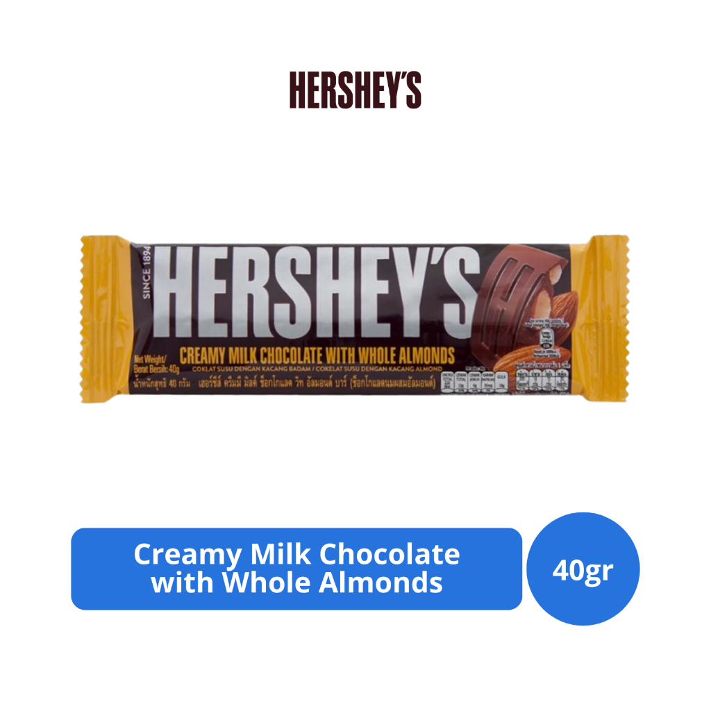 

Hershey's Bar Creamy Milk Chocolate with Whole Almonds 40gr