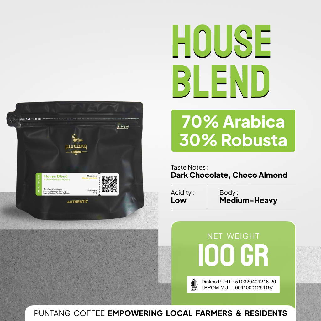 

Biji Kopi Bubuk Espresso House Blend 70% Arabika 30% Robusta Puntang Coffee Beans 100 gram