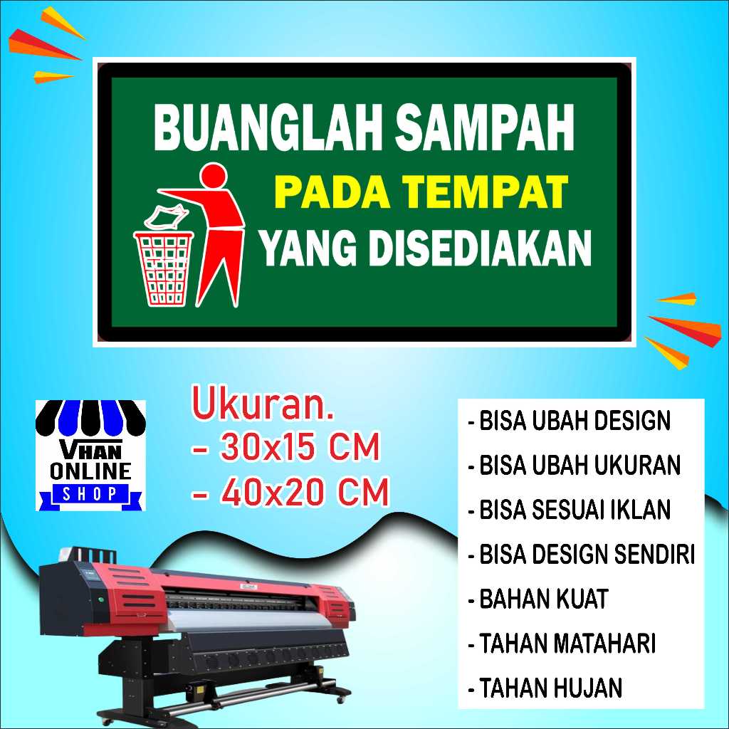 

Cetak Sticker Tempelan Buang Sampah Bahan Kuat Hijau