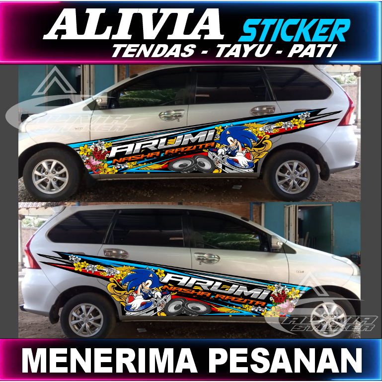 Stiker Body Samping Mobil Xenia 2012-Stiker Sonic-Stiker Decal Printing-Stiker Bebas Request