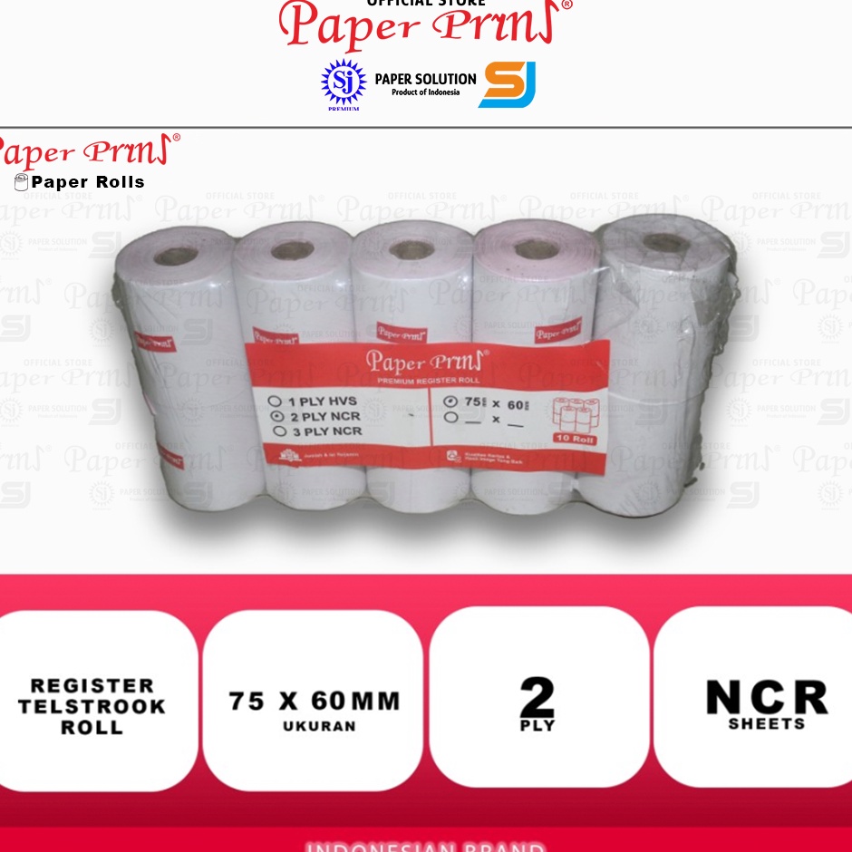 

mgBuruan Beli Paperpryns Register Struk Roll Kertas Kasir 2PLY 75 x 6mm 1 Roll J94