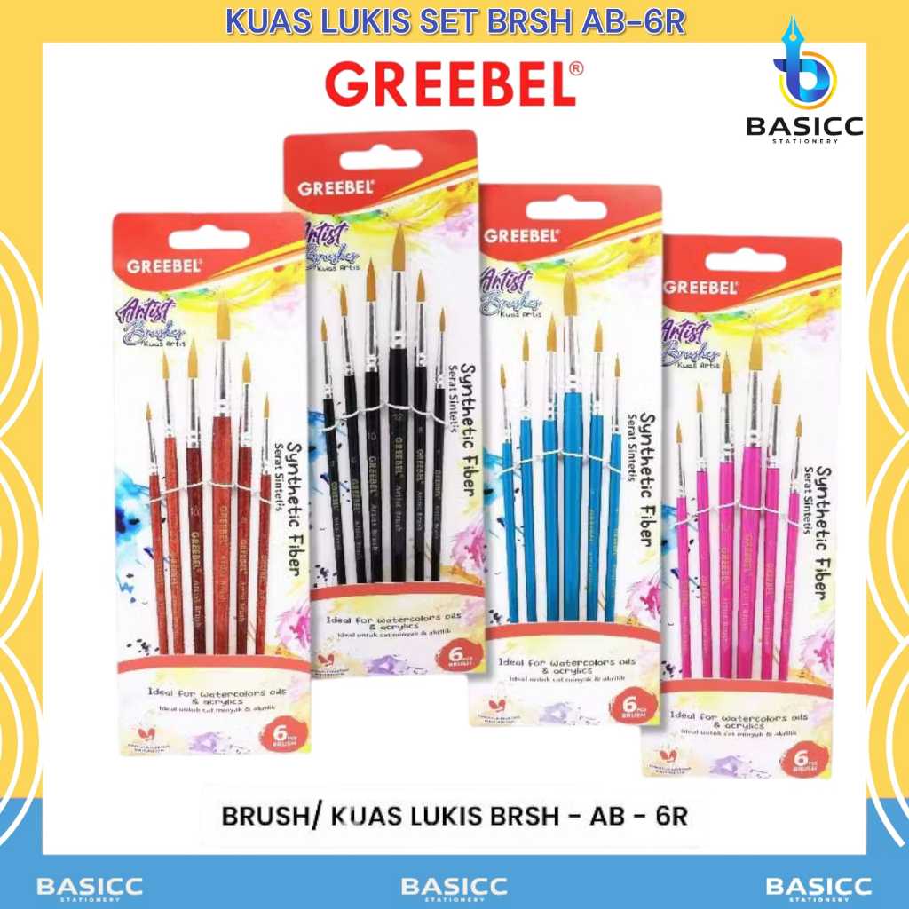 

Greebel Kuas Melukis Brush Paint Set AB-6R | @ 1 Set