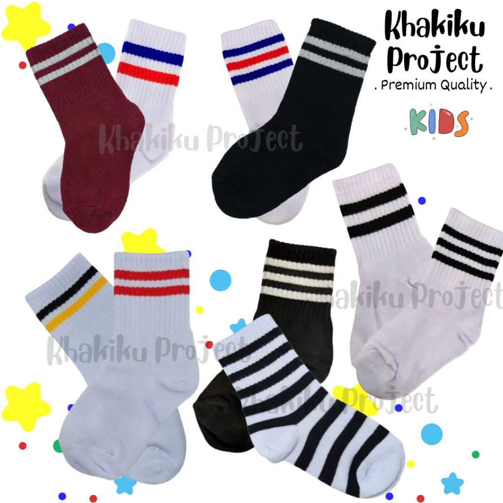 Khakikuproject.id Kaos Kaki Anak Garis Old School Best Seller Premium -  Kaos Kaki Anak TK - Kaos Ka