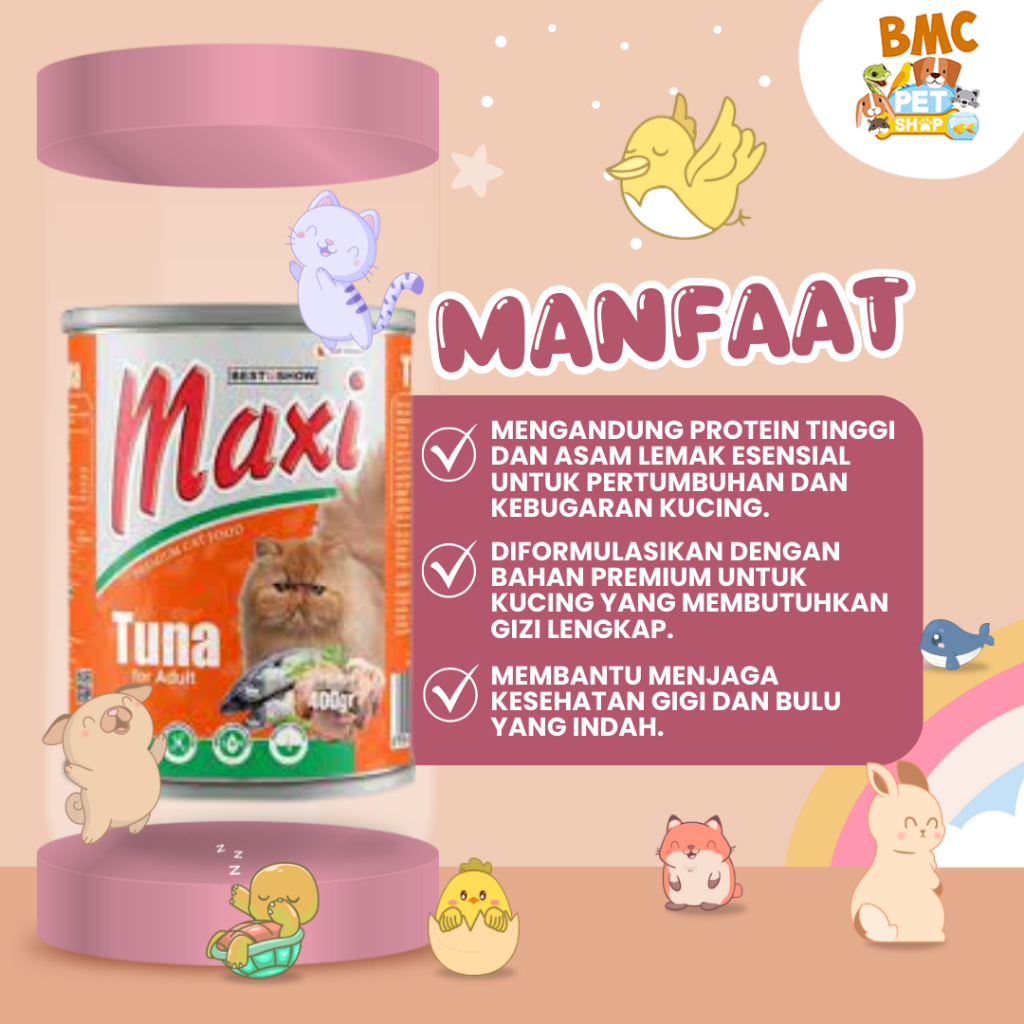 BMC Petshop Maxi Kaleng Premium Tuna Adult Makanan Kucing Wet Cat Food 400gr