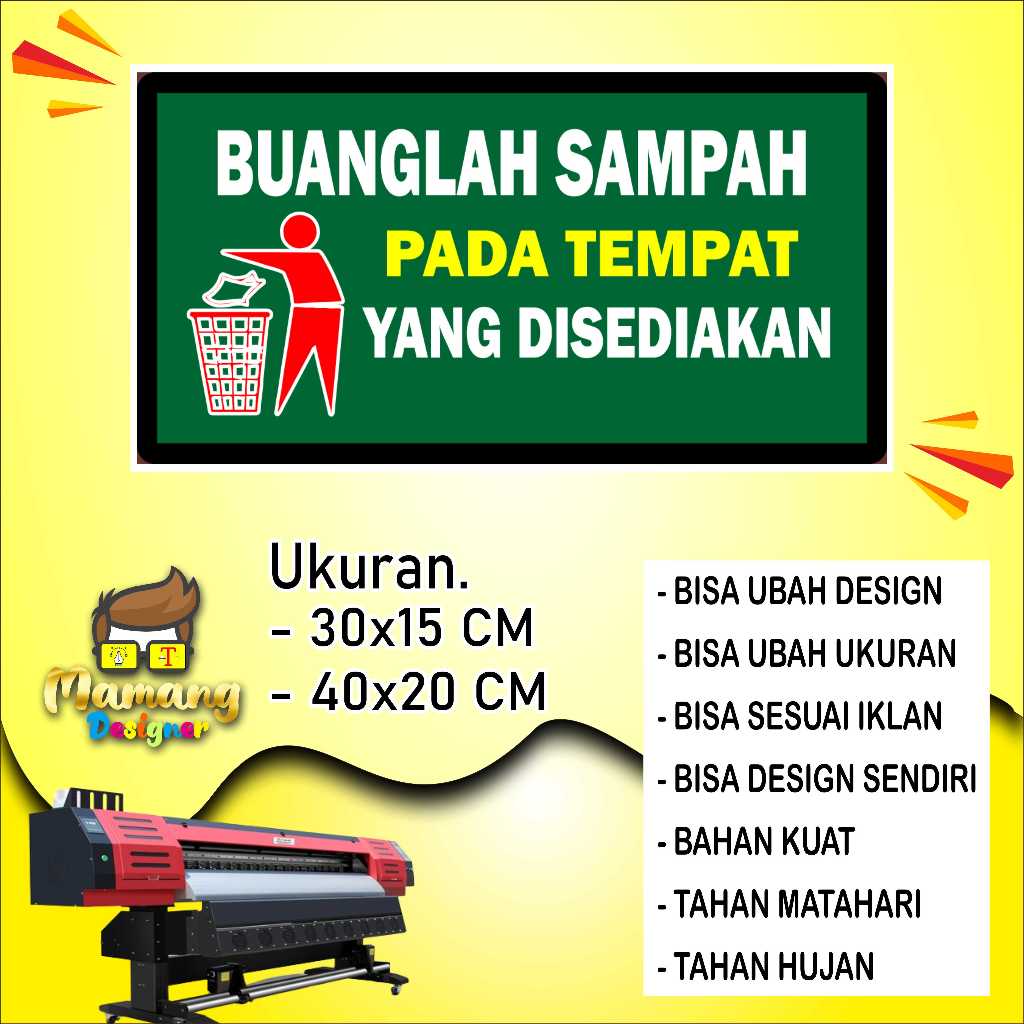 

Sticker Tempelan Kata Kata Buang Sampah Bahan Kuat Hijau