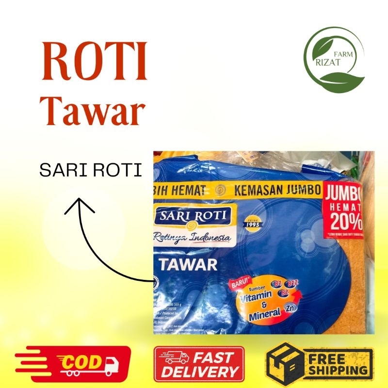 

[Dikirim Instant] SARI ROTI Roti Tawar - Kemasan Jumbo 555 gr