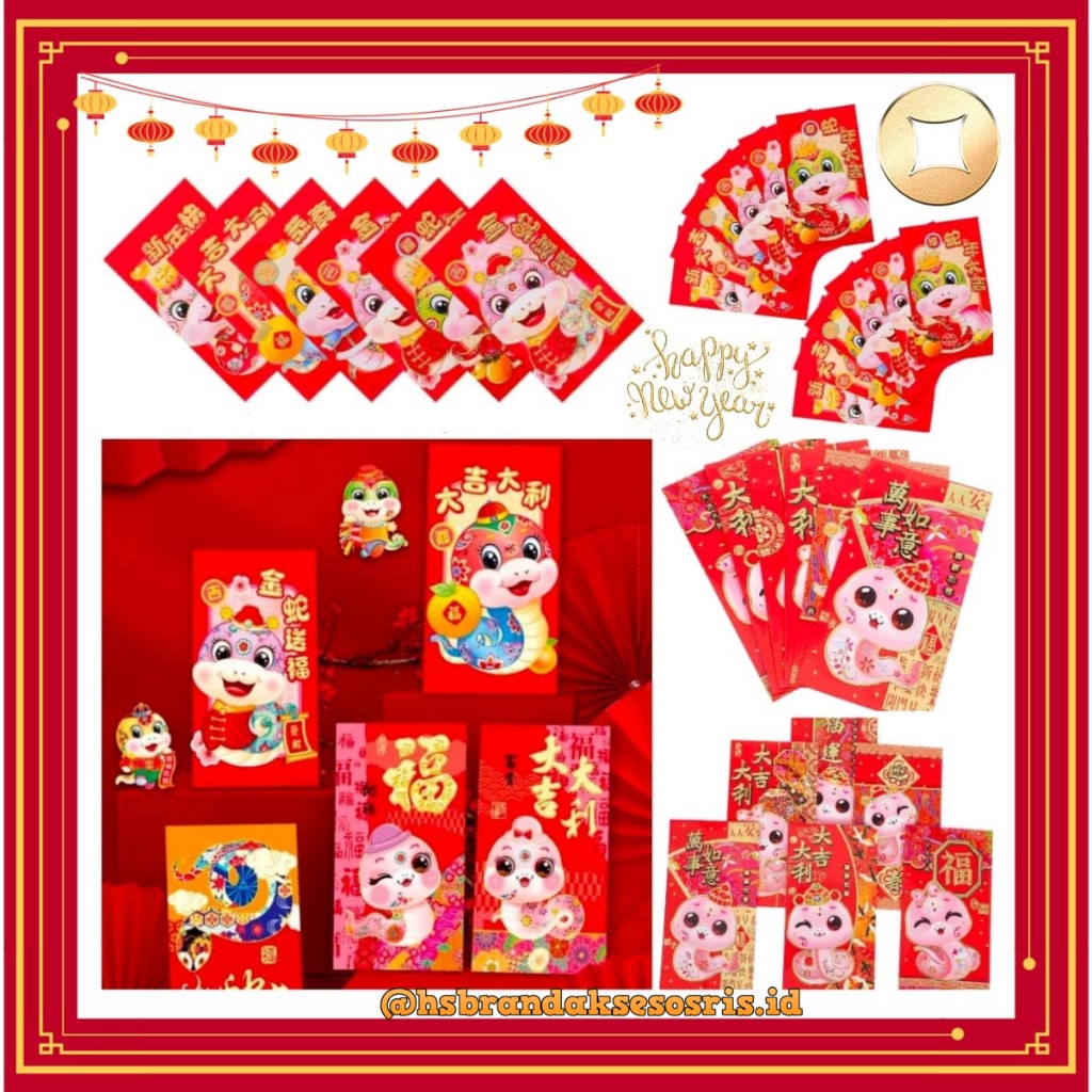 

(6PCS) ANGPAO SHIO ULAR TERBARU / ANGPAU IMLEK ULAR 3D / ANG PAO PANJANG / HONGPAO TIMBUL / AMPLOP MERAH SINCIA / SNAKE R1ED ANVELOPE CHINESE NEW YEAR / AMM35182875