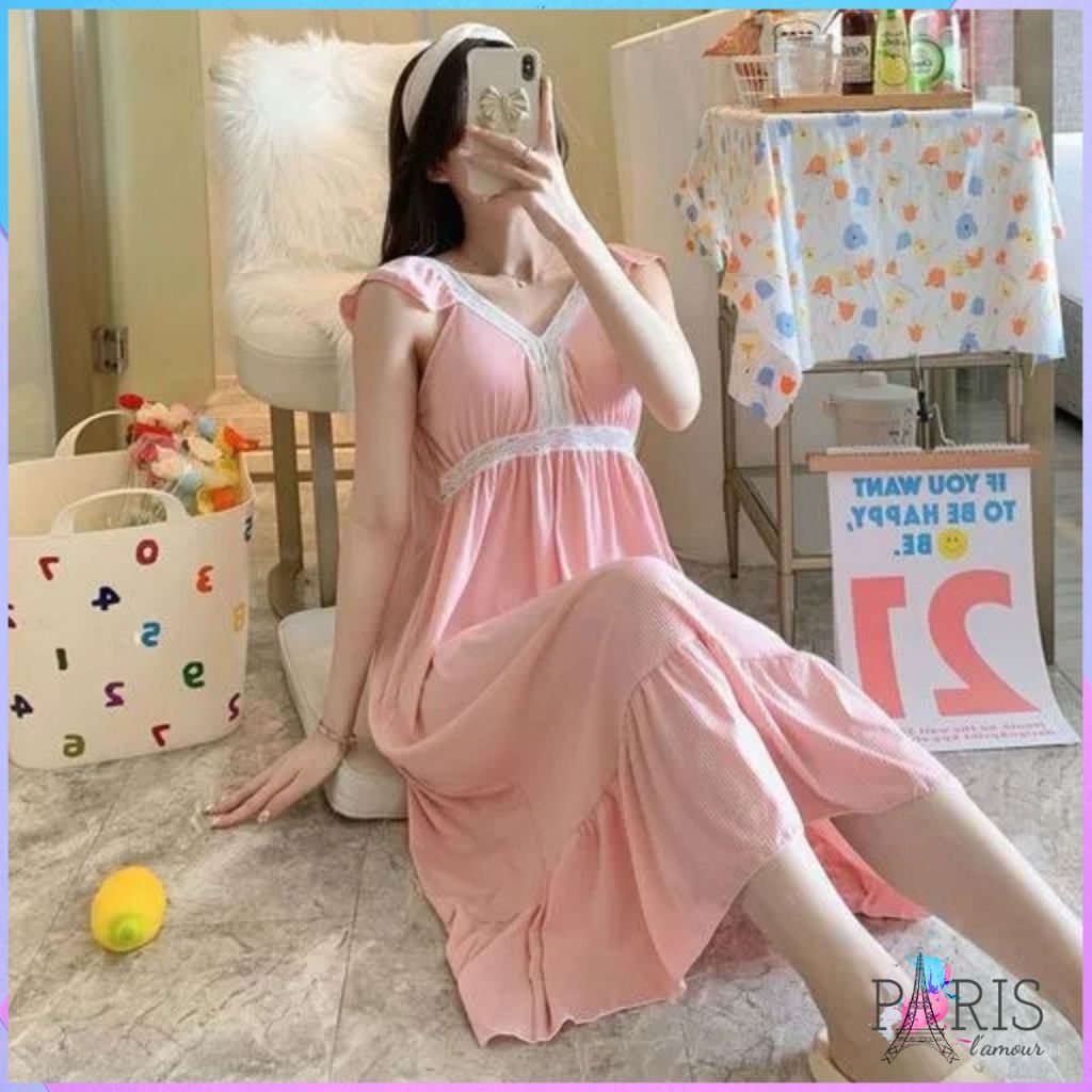 PARIS Daster Longgar Korea Pakaian Wanita Baju Tidur Wanita Import Bahan Polyester Ukuran Fit To XL 