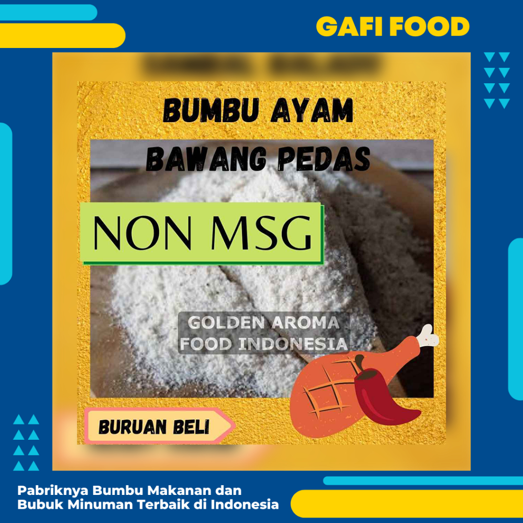 

BUMBU TABUR AYAM BAWANG PEDAS NON MSG 1 KG FOOD GRADE 1Kg Bubuk Bumbu Cilor Papeda Mie Lidi MakaronI