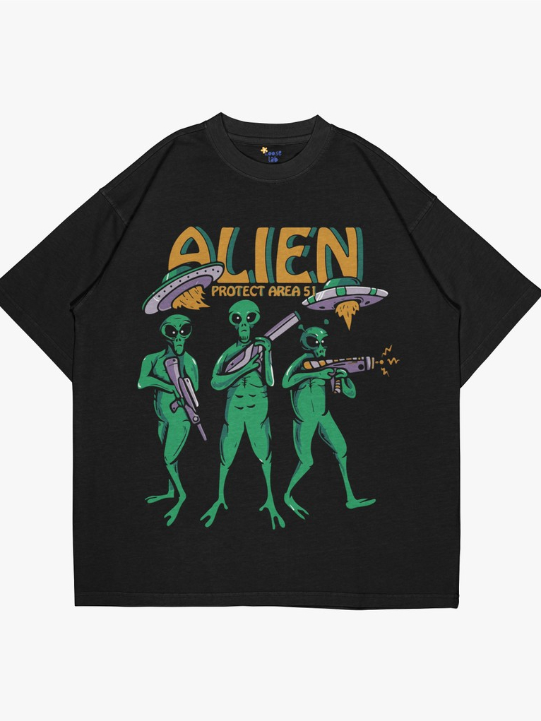 LOOSELAB - Alien Protect Area KAOS Alien VINTAGE OVERSIZE COMBED 24s UNISEX
