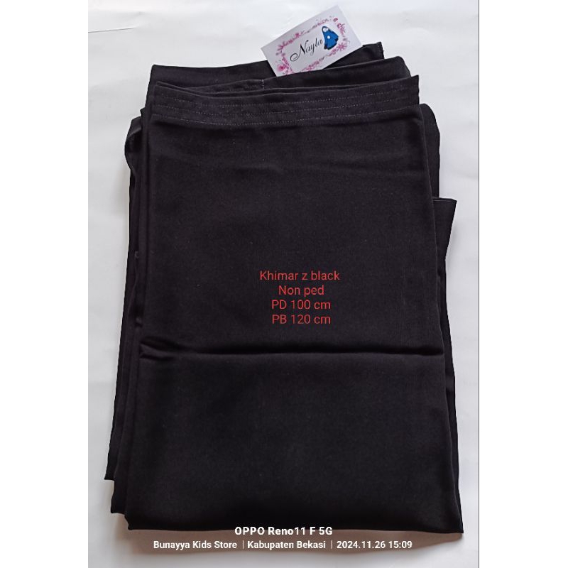 Khimar jetblack nonped & ped busa standart | Khimar hitam | jilbab hitam | kerudung hitam