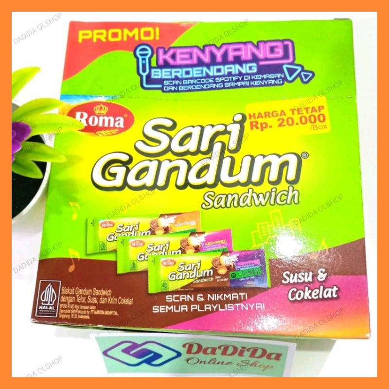 

Roma sari gandum sandwich susu dan coklat 324 g (12 bungkus @ 27 g)
