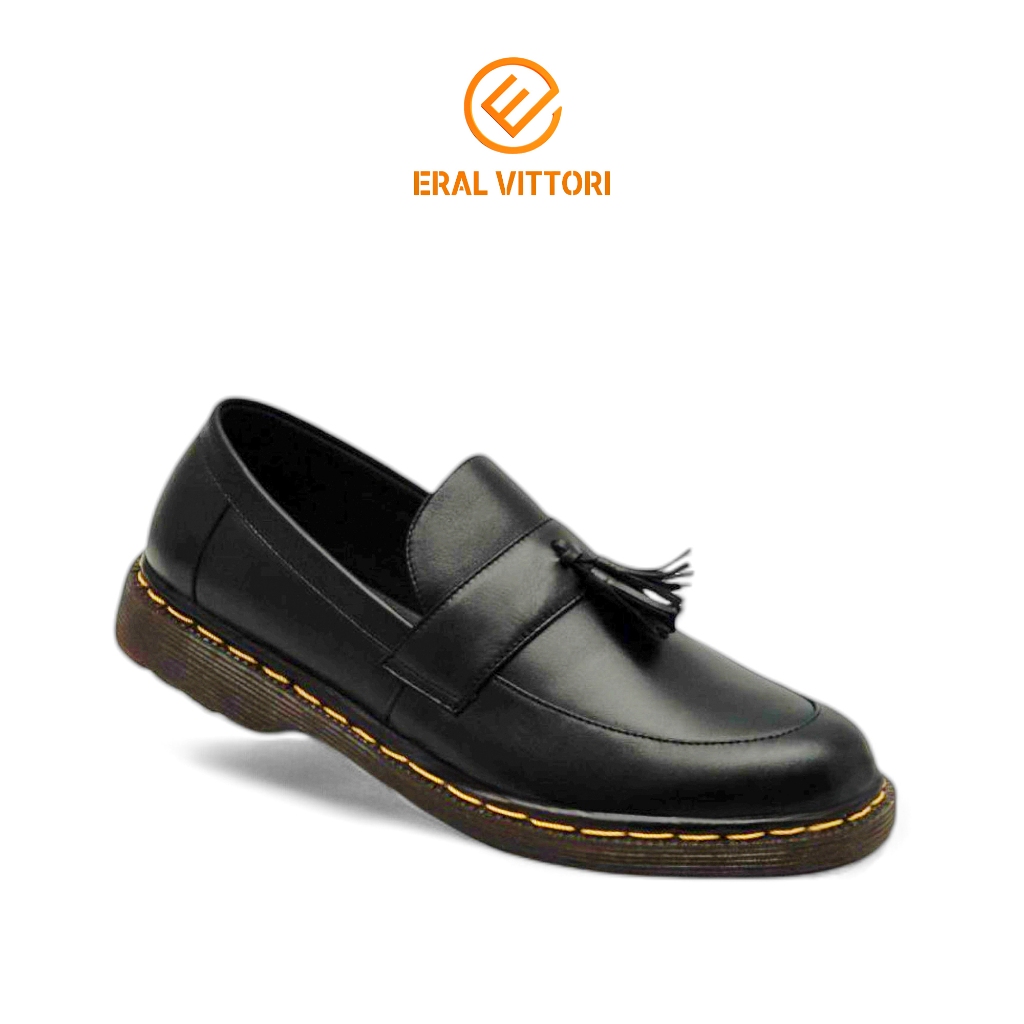 Eral Vittori - Bara 802 Sepatu Loafers Pria Formal Kasual Kulit Hitam