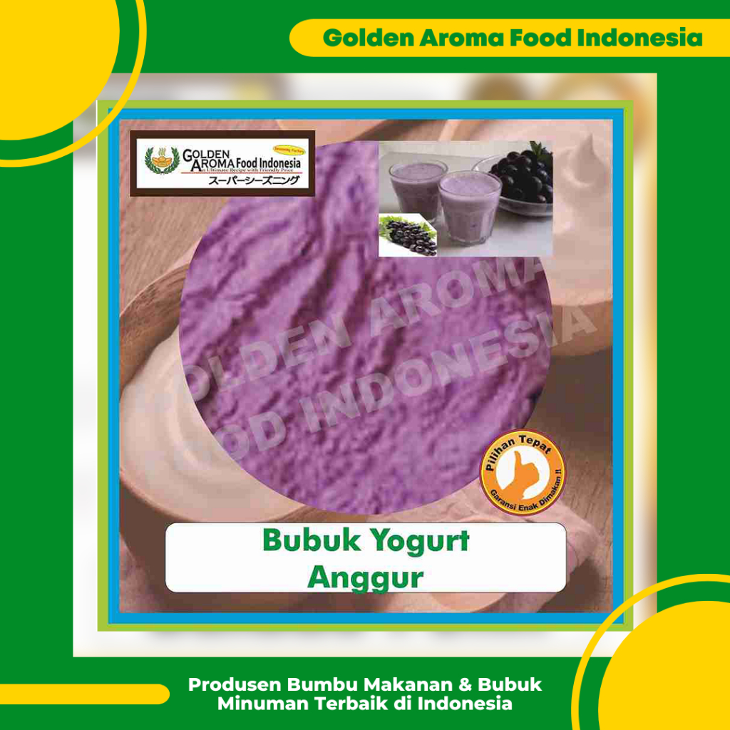 

Bubuk Yogurt Rasa Anggur 1 Kg Serbuk Minuman Ice Yoghurt Grape 1Kg Instan Aneka Jual Grosir Bubuk Es Krim Youghurt Susu Drink Powder Cream Enak yang Bagus Terbaik GAFI Bukan Capinos Yoqueen Drip Greenfield Greek Garnier Cimory