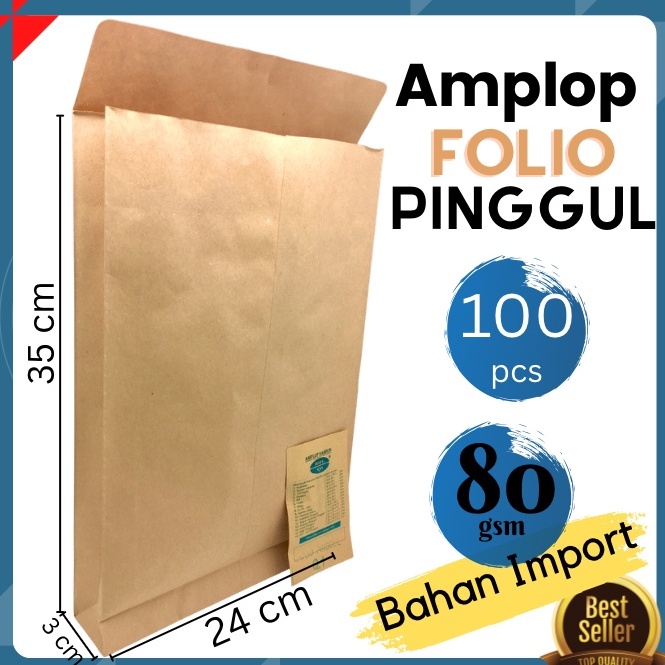 

slProduk Keren Amplop Coklat Folio PINGGUL 24 x 35Cm isi 1lbrPolos Paper Bag Kraft Amplop C96