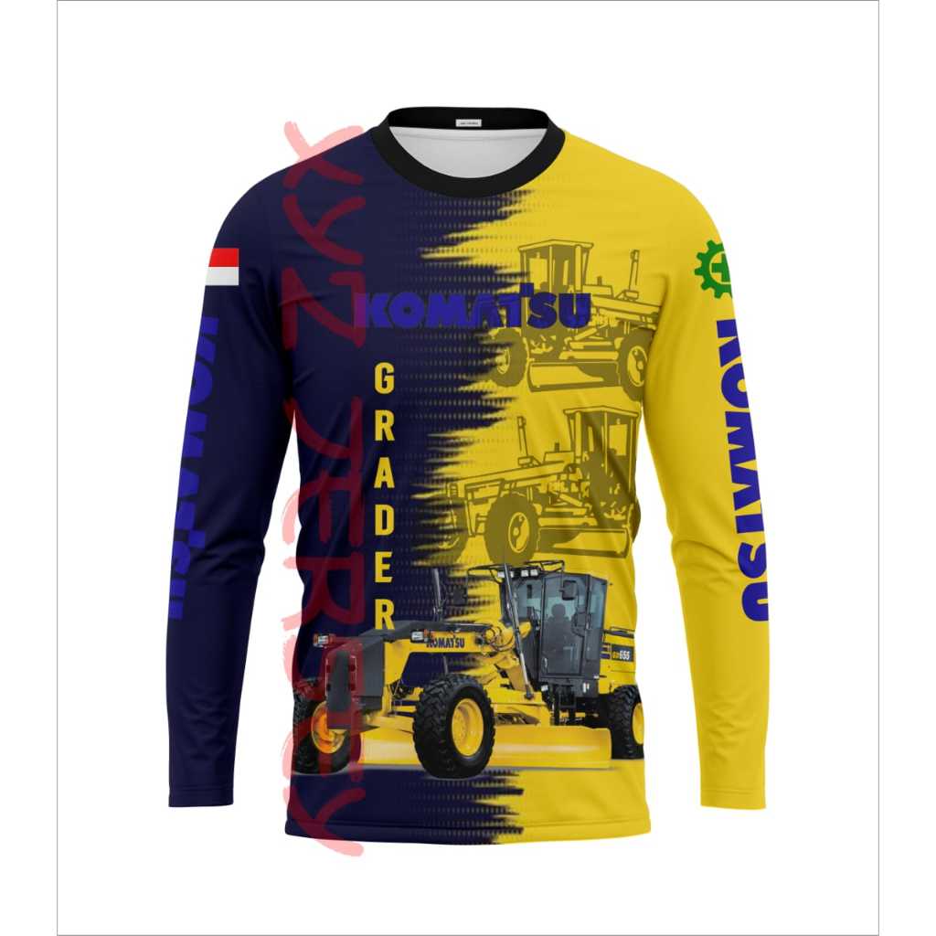 Kaos Fullprint Motor Grader Komatsu bahan Drifit