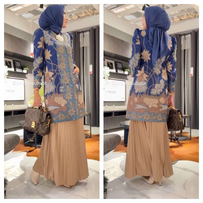 TENUN_GAYA batik wanita modern Tunik batik wanita motif bunga fashion wanita batik