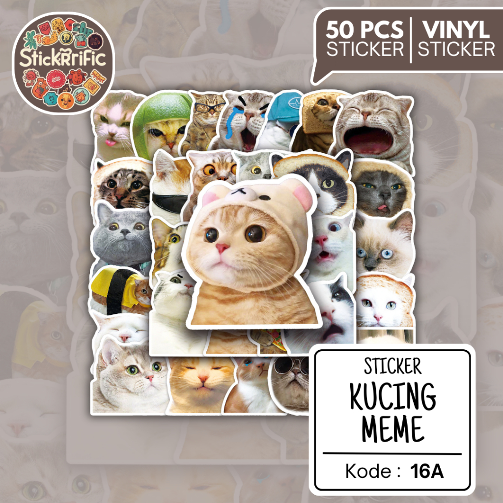 

Sticker Meme Kucing Lucu Isi 50pcs - Stiker Hewan Kocak Premium untuk Dekorasi Laptop, Buku, dan Barang Pribadi 16A