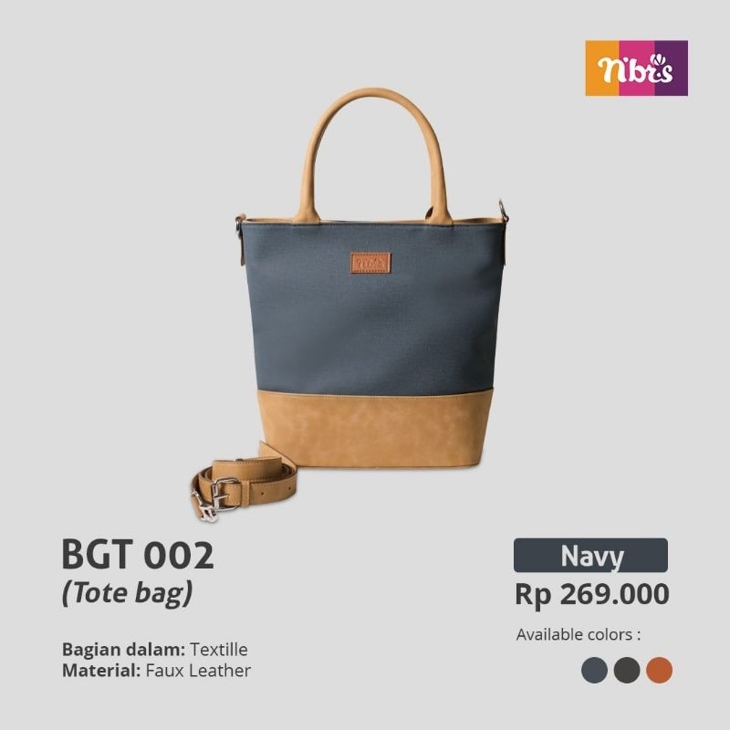 Tas Totebag/Tas Slempang Wanita - BGT 002 (Cream&Navy) | Produk Original by Nibras