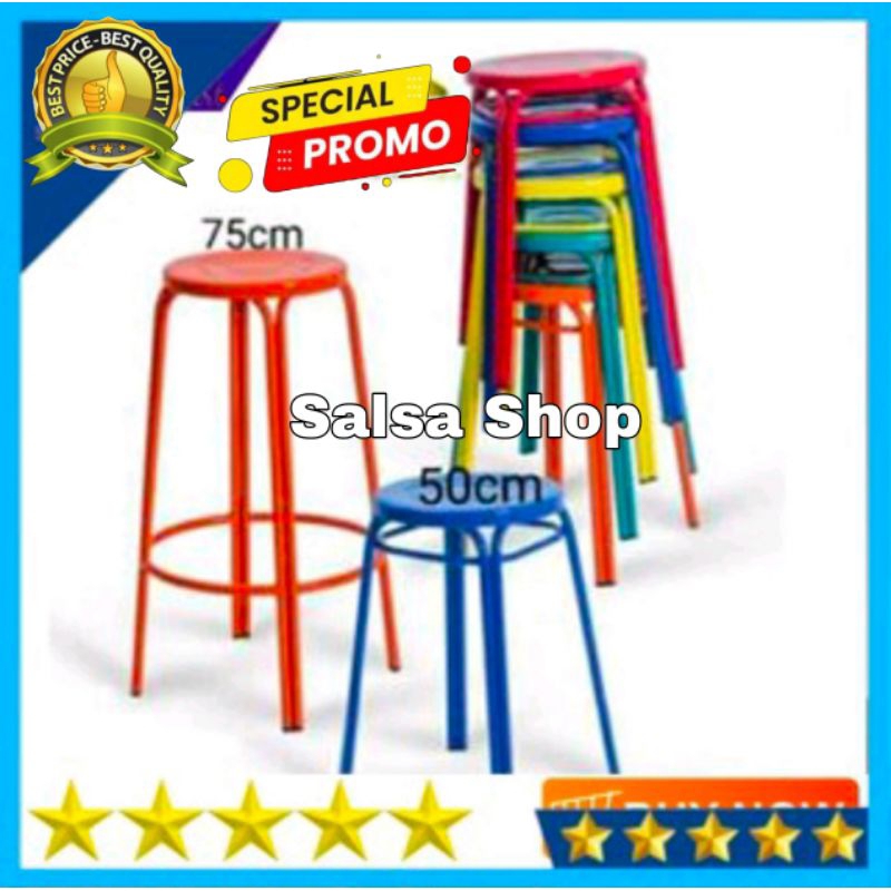 PROMO Kursi Tinggi 50cm & 75 cm Kursi Bakso Besi Kursi Bar kursi Bulat