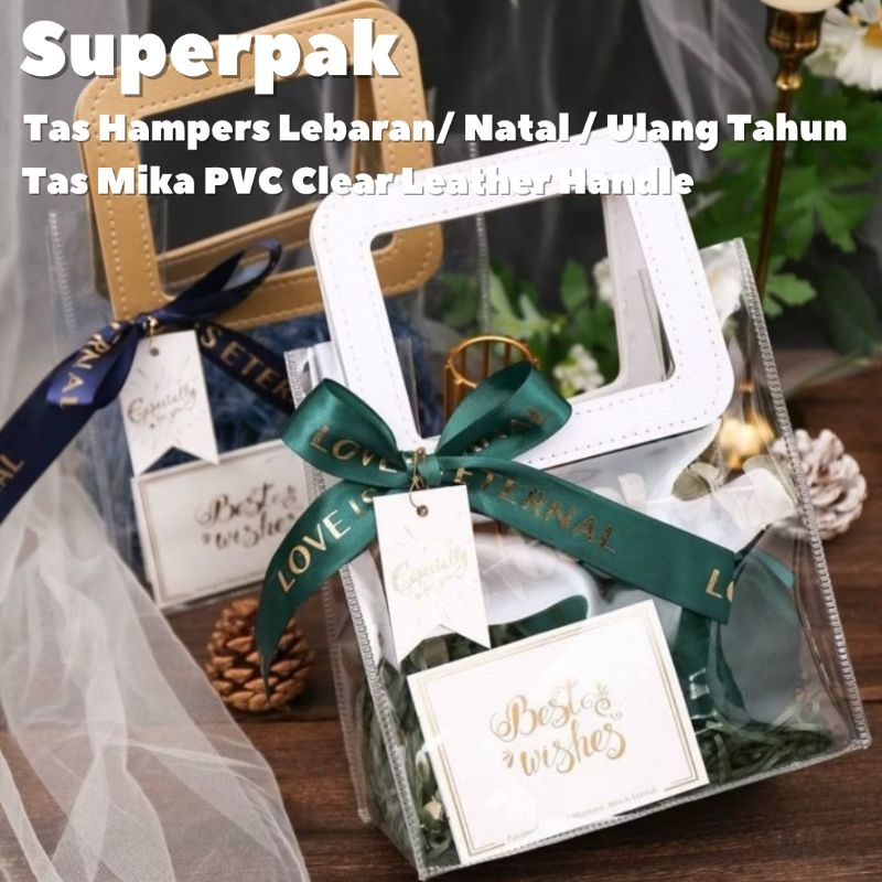 

[ GROSIR PER 10 PCS ] Tas Mika PVC Clear Bening Uk 25x14x28 Hampers Goodie Bag Premium