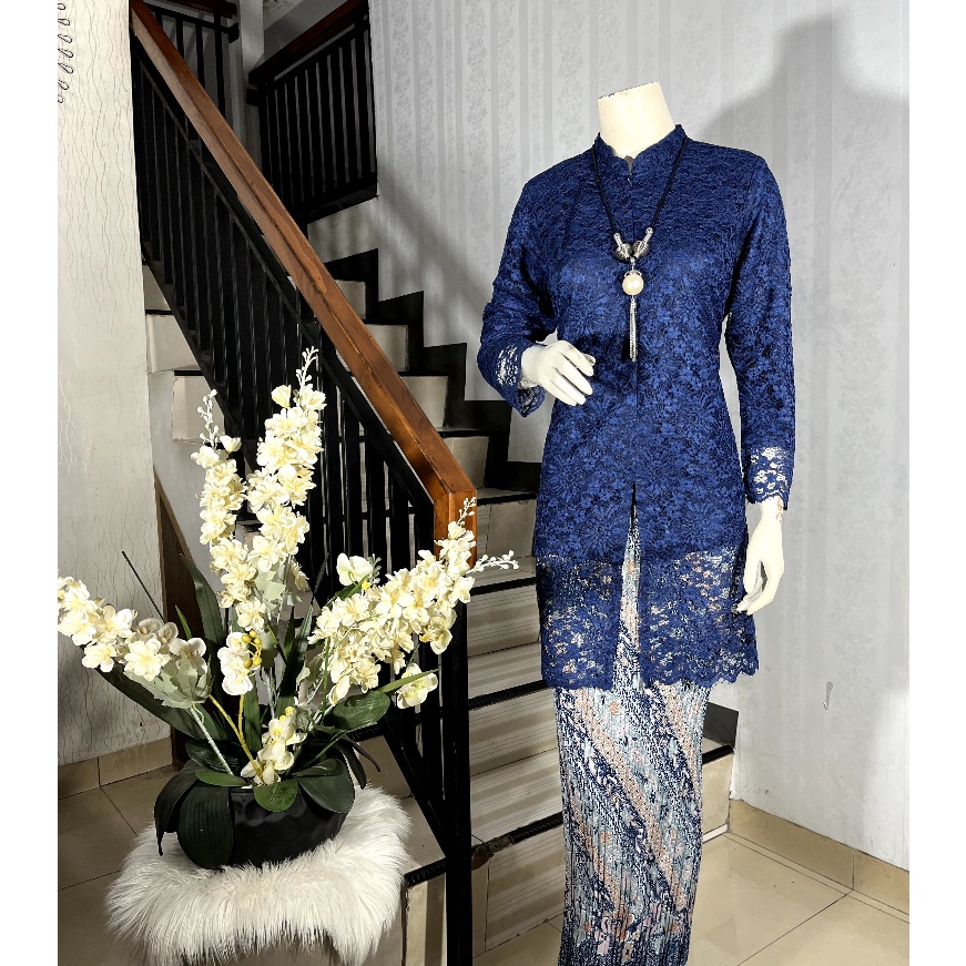 Hematku Kebaya tunik kerah Shanghai Stelan atasan kebaya brokat modern modis kondangan kebaya brokat