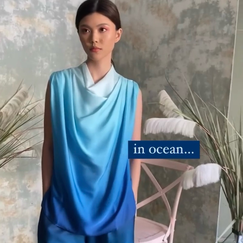 Novere x Mmehuillet - MILI DRAPERY BLOUSE OCEAN size SM